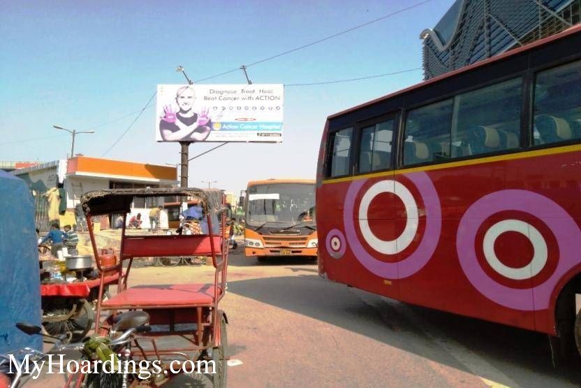 Outdoor Media Promotion advertising in New Delhi, Hoardings Agency in Bus Terminal NDLS facing Connaught Place, Flex Banner